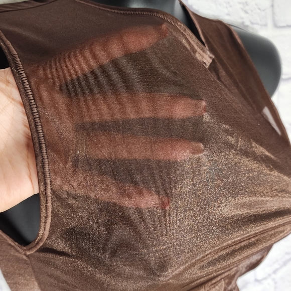 SKIMS MESH MOCK NECK BODYSUIT/ NWT/ M/ COCOA - Picture 4 of 13